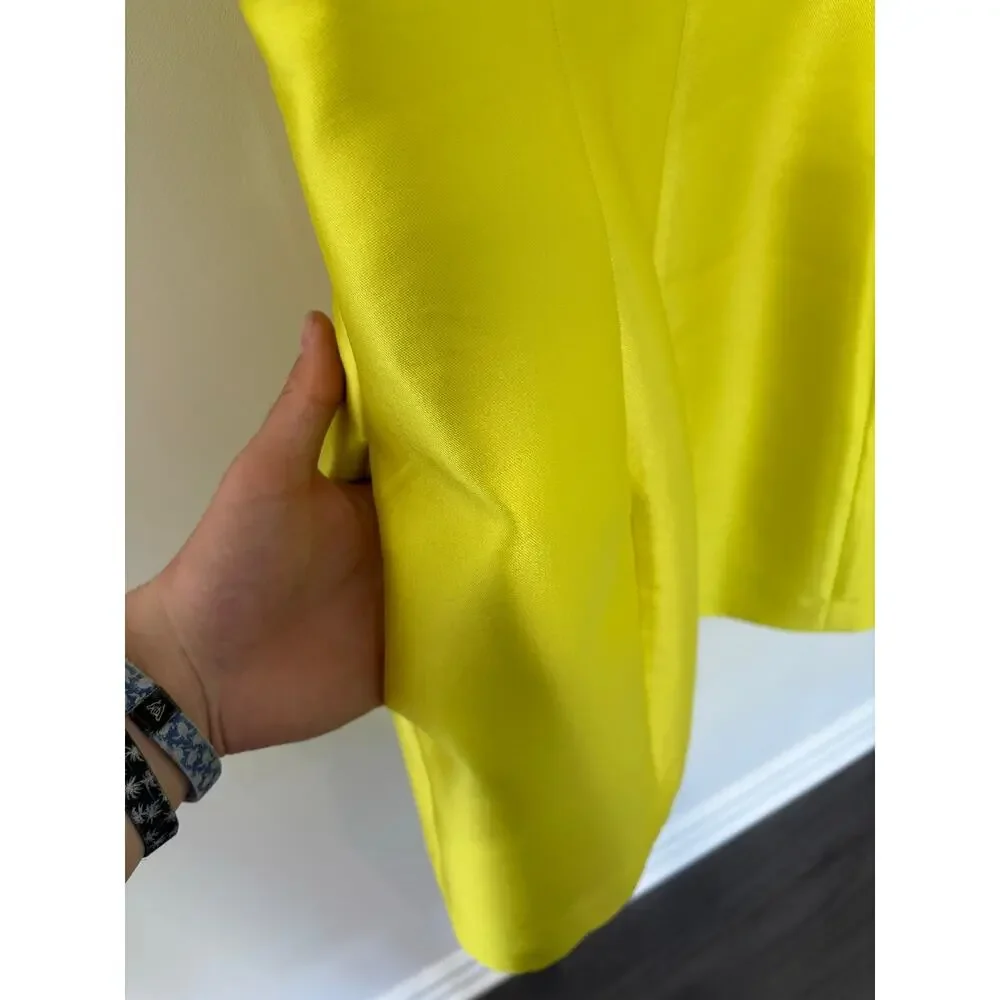 Kate Spade Yellow Satin V-Neck Mini Dress Size 6
